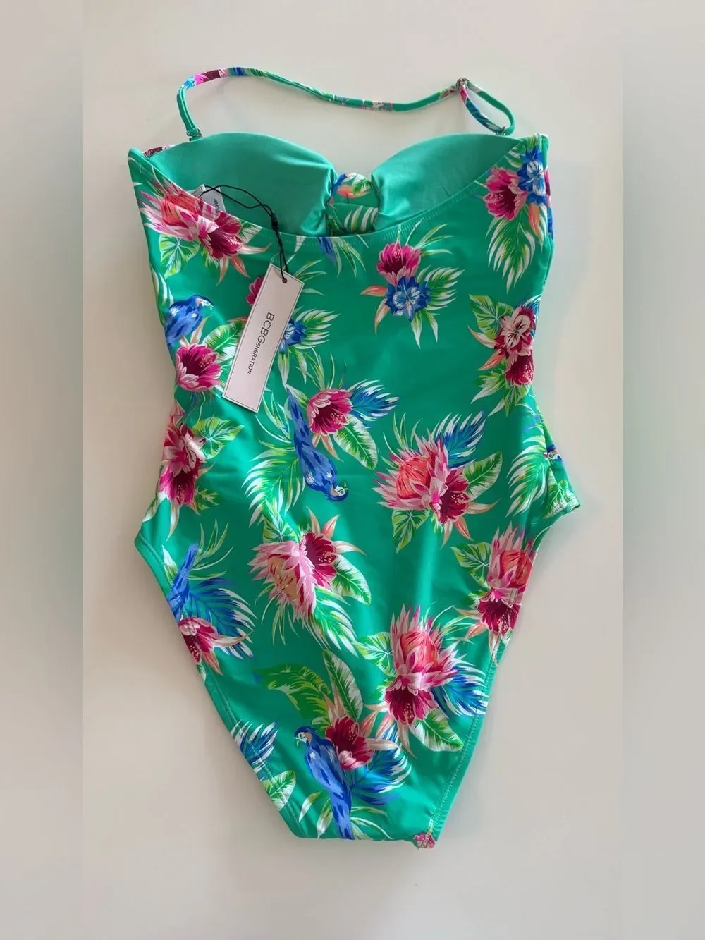 BCBGeneration Women's One Piece Swimsuit Knot Front Cut Out Tummy Control, NWT
